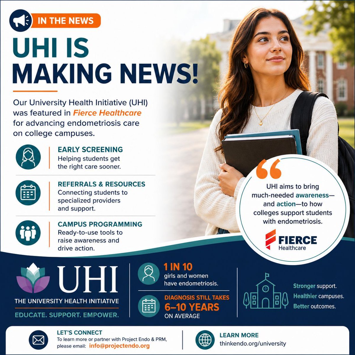 projectendo's tweet photo. We’re excited to share that the University Health Initiative was recently featured in Fierce Healthcare! https://t.co/hvCP1VdTnk 

We’re excited to keep growing this work and partnering with universities across the country. Email Angie at info@projectendo.org to learn more! https://t.co/LXUdfgYmGv