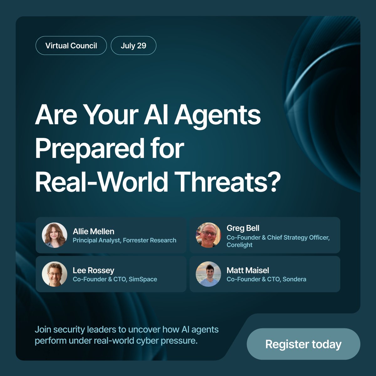 corelight_inc's tweet photo. Deploying AI is one challenge. Trusting it is another.

As AI moves from experimentation into security operations, organizations need confidence that AI systems will behave as expected in real-world environments.

Join Corelight Co-Founder and Chief Strategy Officer Gregory Bell alongside experts from Forrester, MITRE, SimSpace, SCYTHE, and Sondera for a discussion on AI governance, validation, and operational resilience—and what it takes to move AI from experimentation to trusted deployment.

Save your spot: https://t.co/X22GYu3Vnw