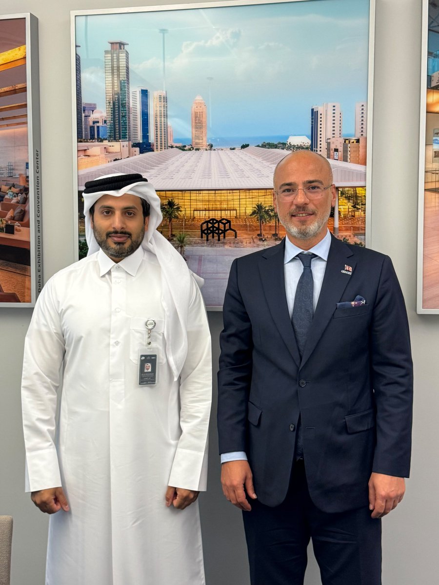 yunusete1's tweet photo. Katar ziyaretimiz kapsamında, Qatar Tourism MICE Direktörü Sayın Ali M. Al Mohannadi ile bir araya gelmekten büyük memnuniyet duydum.

Gerçekleştirdiğimiz verimli görüşmede, ETHEXPO – Eurasia Tourism & Health Exhibition ile 12. Dünya Helal Zirvesi ve Halal Expo 2026 kapsamında sağlık turizmi, MICE sektörü, helal turizmi ve uluslararası etkinlik iş birliklerine yönelik değerlendirmelerde bulunduk.

Nazik ev sahipliği ve samimi misafirperverliği için Sayın Ali M. Al Mohannadi'ye teşekkür ediyor, Türkiye ile Katar arasındaki turizm, fuarcılık ve helal ekonomi alanlarındaki iş birliğinin daha da güçlenmesini temenni ediyorum.

🇹🇷🤝🇶🇦

@omerbolatTR @MehmetNuriErsoy
@mustuzcu @NadirAlpaslan
@Serdar_Senol_ @Qatar_Chamber
@MOCIQatar @ticaret @VisitQatar @Tgakurumsal @TCKulturTurizm @Ushas_as @qatartourism

#Türkiye #Katar #ETHEXPO #DünyaHelalZirvesi #HalalExpo #VisitQatar #TicariDiplomasi