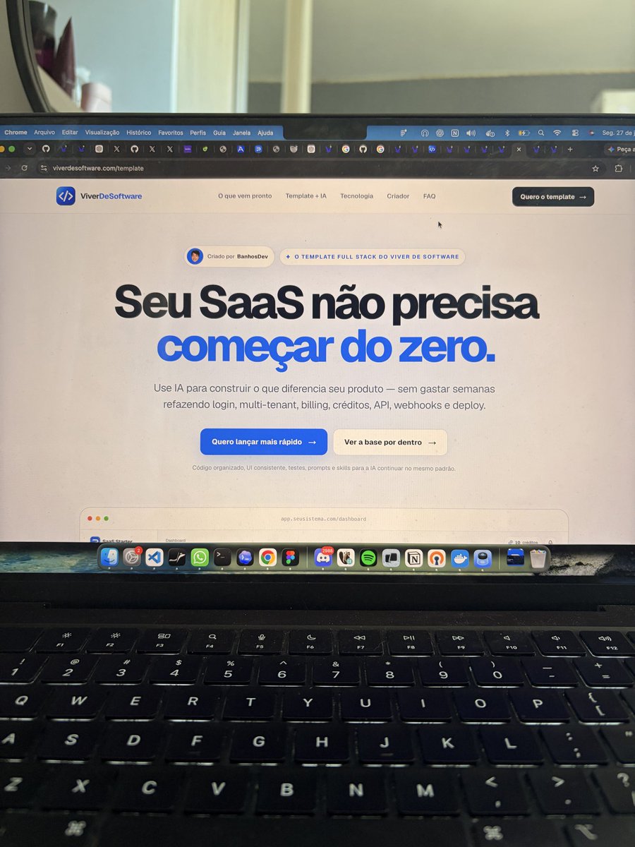 banhosdev's tweet photo. Muita gente se interessou, então decidi lançar o meu template de SaaS (o mesmo que usei pra fazer a Vendria)

Ele já vem com:
> Auth multi tenant e RBAC
> Sistemas de notificacoes in-app + templates de email
> API publica, documentação dinamica, Chaves de API, Webhooks
> Arquitetura robusta, com testes automatizados (+100 arquivos de teste), jobs
> Docker compose pronto pra prod
> Storage, integraçao com ia dentro do produto, assinatura com Stripe e Vendria, créditos
> Micro SaaS de Link in Bio de exemplo
…e mais algumas coisitchas

“Ah mas pra q usar isso se eu posso fazer tudo com ia?”

Pra vc fazer essa base com IA vc gastaria tempo e todo o seu limite do claudinho. Alem de que, se vc n tiver mt conhecimento tecnico, ainda sairia algo inseguro, com codigo lixo e dificil de escalar/manter

Entao oq eh melhor, gastar todo o seu limite da IA pra todos os SaaS q vc tenta fazer ou pegar uma base pronta e usar a mesma base pra todos os seus projetos?

Vou deixar o link nos comments 👇👇
