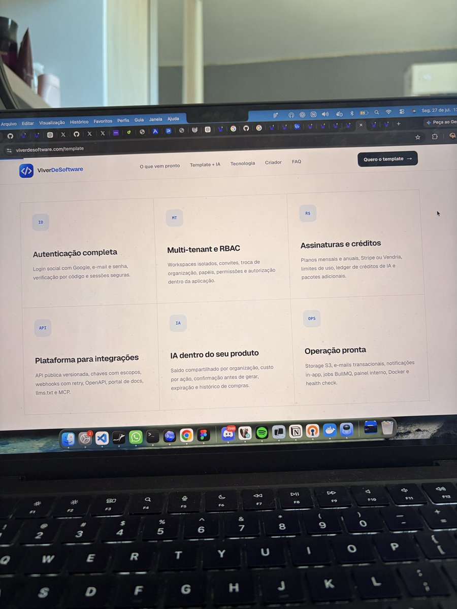 banhosdev's tweet photo. Muita gente se interessou, então decidi lançar o meu template de SaaS (o mesmo que usei pra fazer a Vendria)

Ele já vem com:
> Auth multi tenant e RBAC
> Sistemas de notificacoes in-app + templates de email
> API publica, documentação dinamica, Chaves de API, Webhooks
> Arquitetura robusta, com testes automatizados (+100 arquivos de teste), jobs
> Docker compose pronto pra prod
> Storage, integraçao com ia dentro do produto, assinatura com Stripe e Vendria, créditos
> Micro SaaS de Link in Bio de exemplo
…e mais algumas coisitchas

“Ah mas pra q usar isso se eu posso fazer tudo com ia?”

Pra vc fazer essa base com IA vc gastaria tempo e todo o seu limite do claudinho. Alem de que, se vc n tiver mt conhecimento tecnico, ainda sairia algo inseguro, com codigo lixo e dificil de escalar/manter

Entao oq eh melhor, gastar todo o seu limite da IA pra todos os SaaS q vc tenta fazer ou pegar uma base pronta e usar a mesma base pra todos os seus projetos?

Vou deixar o link nos comments 👇👇