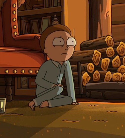 wetn3t's tweet photo. It's kind of interesting how Morty's pjs have always been yellow, his color, until the last time we saw them in the s6 finale. And now, in s9, they're a blue right in the middle of Rick's hair and his sweater. https://t.co/klBAhhAc3h