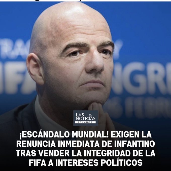 abrilcba_'s tweet photo. Estudios de abogados de Estados Unidos piden investigar a Infantino y la Fifa por fraude en los partidos. https://t.co/Zm2DjAPugp