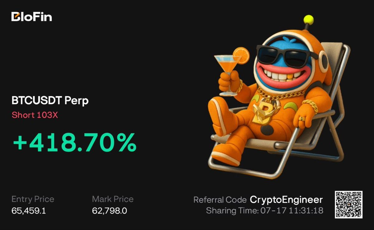 Engineercryptoo's tweet photo. Summary of last 2 weeks of Free special Group:

🗓️13 july - 26 July 
📈 No. Of Trades : 6
 Loss Trades:0
Successful: 6/6

Total Gains: 1280% ✨📈

$BTC - 313.80%
$BTC - 50.34%
$BTC - 46.11%
$BTC - 418.70%
$BTC -  91.46%
$BTC - 360.58%

Even in this Boring market we made 12x in the last 2 weeks, when people loosing money we still managed to smash yet another successful week for us

If you still not in Free TG group, you missing out a lot of trades

#crypto #blofin #bitcoin
