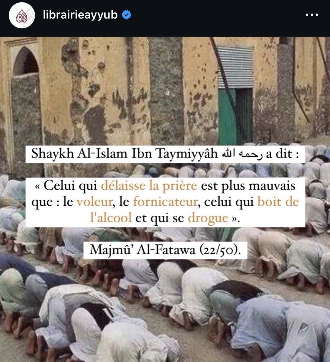 moussa_tawhid's tweet photo. Celui qui délaisse la prière https://t.co/6OBG2oZl1l
