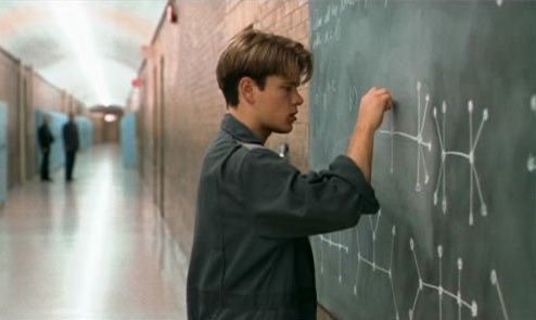 PhysInHistory's tweet photo. Ben Affleck and Matt Damon talk about Ramanujan, in Good Will Hunting (1997) ✍️

Ramanujan lived in a tiny hut in India. No formal education, no access to other works. But he came across an old math book and from this basic text he was able to extrapolate theories that had baffled mathematicians for years. … Ramanujan's genius was unparalleled.