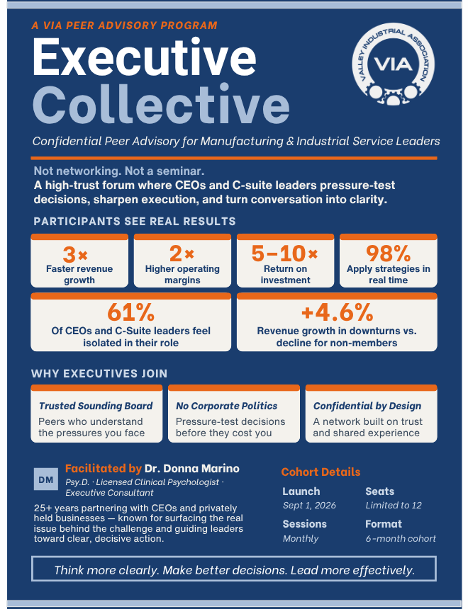 VIA_Makers's tweet photo. 3x faster revenue growth.
2x higher operating margins.
5-10x return on investment.

Just some of the statistics we saw come from our last cohort of Executive Collectives.

Registration is now open: https://t.co/t5cj5yESTY https://t.co/G5IB4AjnwA