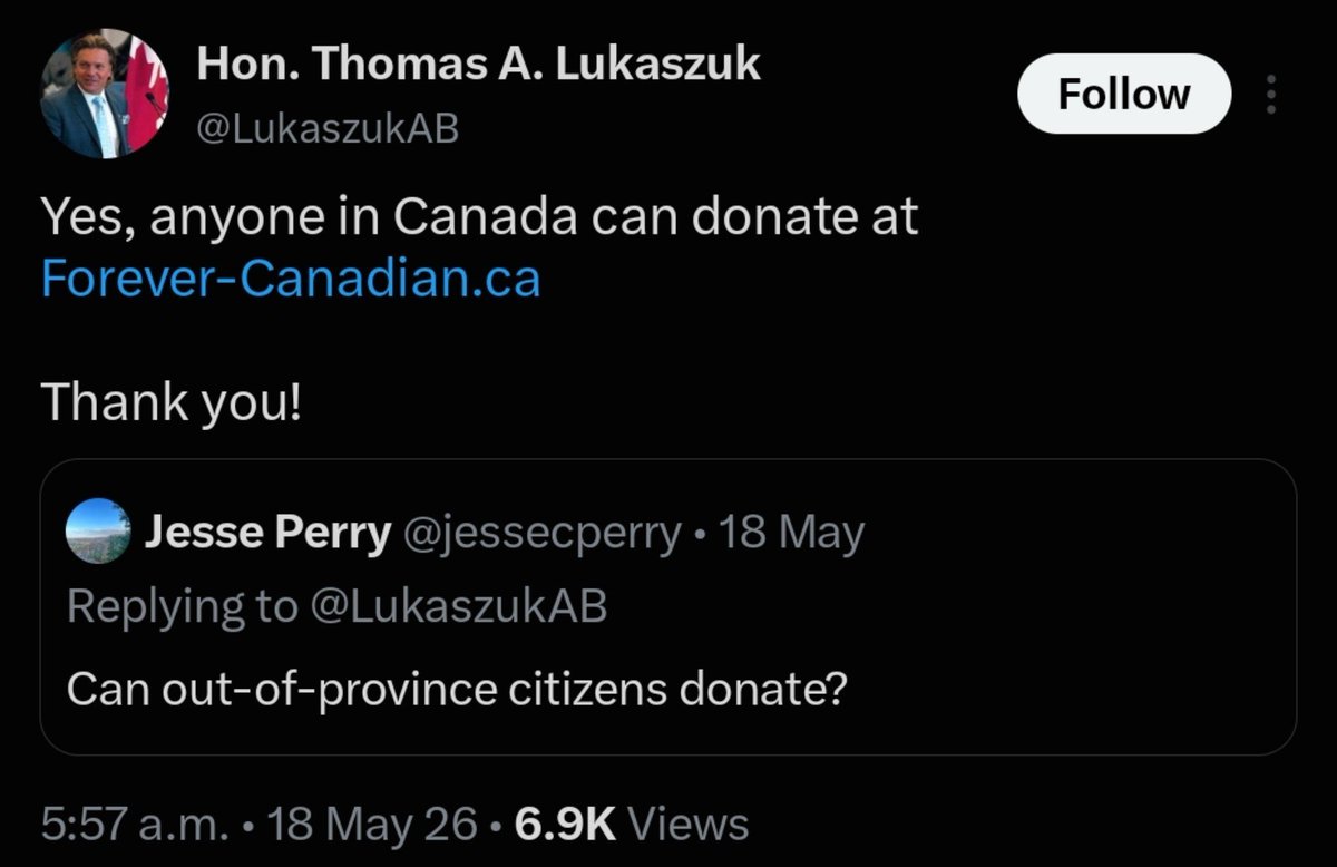 JasonLavigneAB's tweet photo. Even Global News called Lukaszuk's activities campaigning for the stay side of the referendum.

Lukaszuk said he would report the contributions he's received if Elections Alberta asked him to.

The problems are that he says on his website that there are no limits for donations, and he also said he accepts non-Alberta based donations.

Both violate the election financing laws.

Interesting.

Good on @ABDanielleSmith for mentioning that it appears Lukaszuk's activities are raising concerns. Kindly reach out to your MLA if you too are concerned about Lukaszuk's activities.