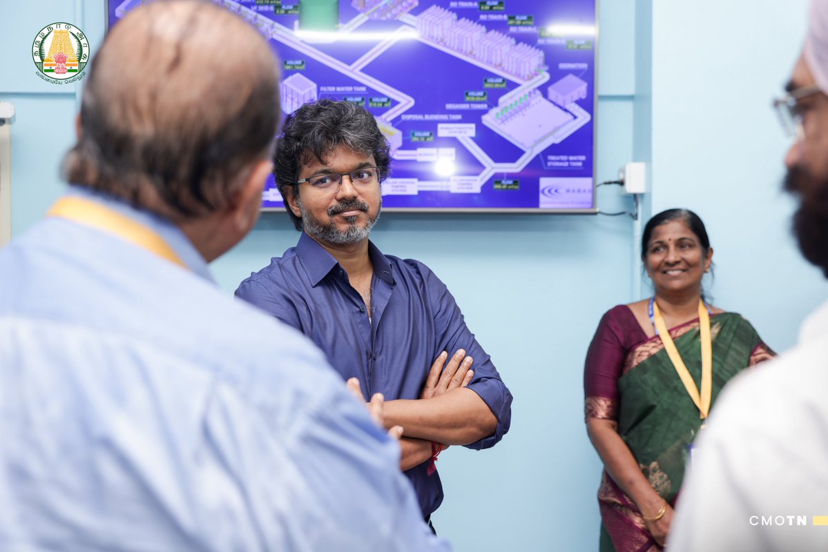rishiravishing's tweet photo. மாண்புமிகு தமிழ்நாடு முதலமைச்சர் திரு.ச.ஜோசப் விஜய் அவர்கள் இன்று (27.07.2026) சென்னை பெருநகர் குடிநீர் வழங்கல் மற்றும் கழிவு நீரகற்று வாரியத்தின் சார்பில் சென்னை, கோயம்பேட்டிலுள்ள 45 மில்லியன் லிட்டர் உற்பத்தித்திறன் கொண்ட எதிர்மறை சவ்வூடு பரவல் முறையிலான மூன்றாம் நிலை சுத்திகரிப்பு நிலையத்தின் செயல்பாடுகளை நேரில் சென்று பார்வையிட்டு ஆய்வு செய்தார்.

#CMJosephVijay‌