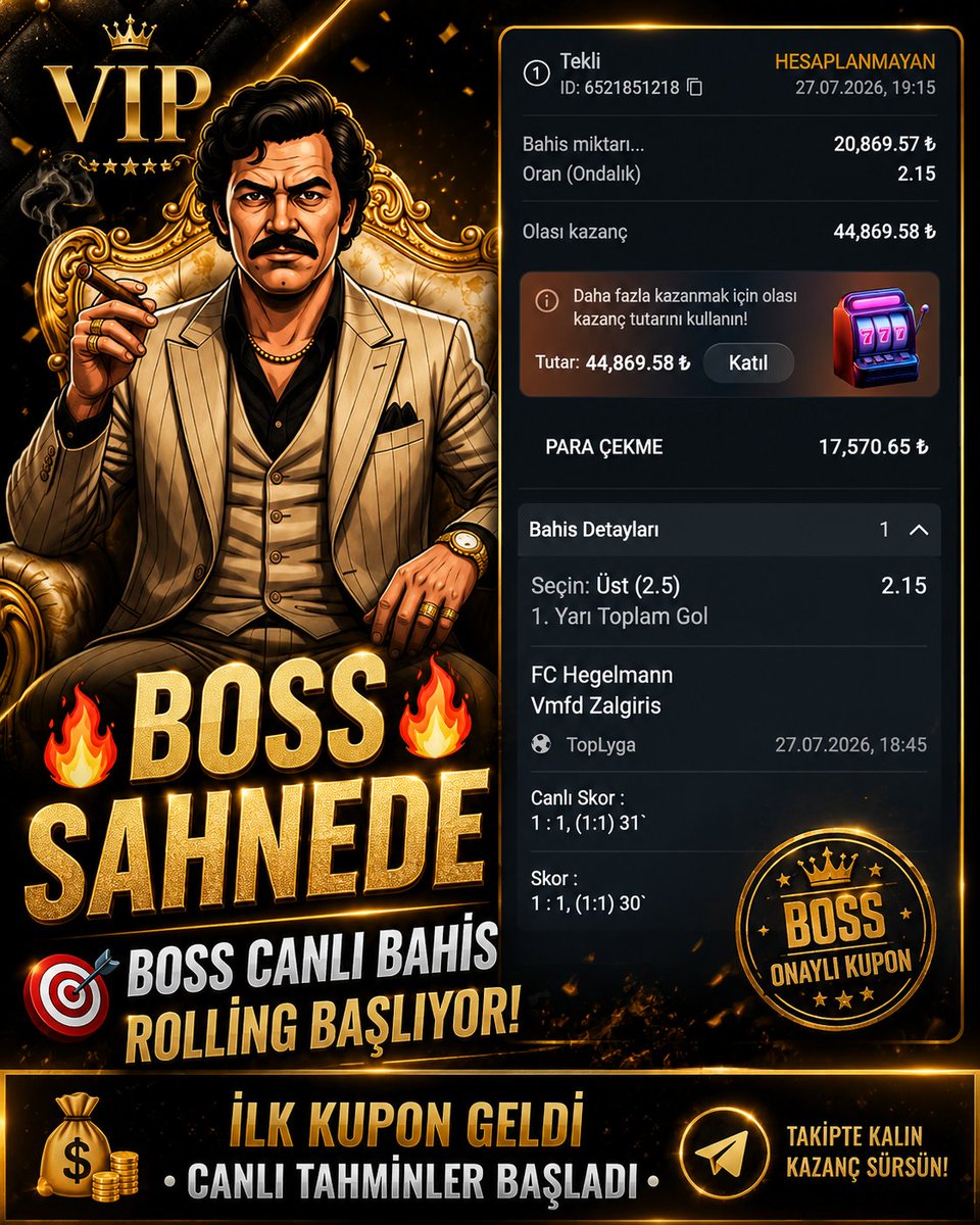 BossSahnede's tweet photo. 🔥 BOSS SAHNEDE! 🔥

🎯 BOSS CANLI BAHİS ROLLİNG RESMEN BAŞLADI!

İlk canlı bahis kuponu paylaşıldı, tempo yükseliyor! 🚀
💰 Tek kupon, yüksek oran!
📈 Anlık analizler
🎯 Canlı tahminler
🔥 Dakika dakika rolling

GÜNCEL SPONSORLARIMIZA ULAŞMAK İÇİN:
https://t.co/enx57fxB8b https://t.co/KQ1cbfTk18