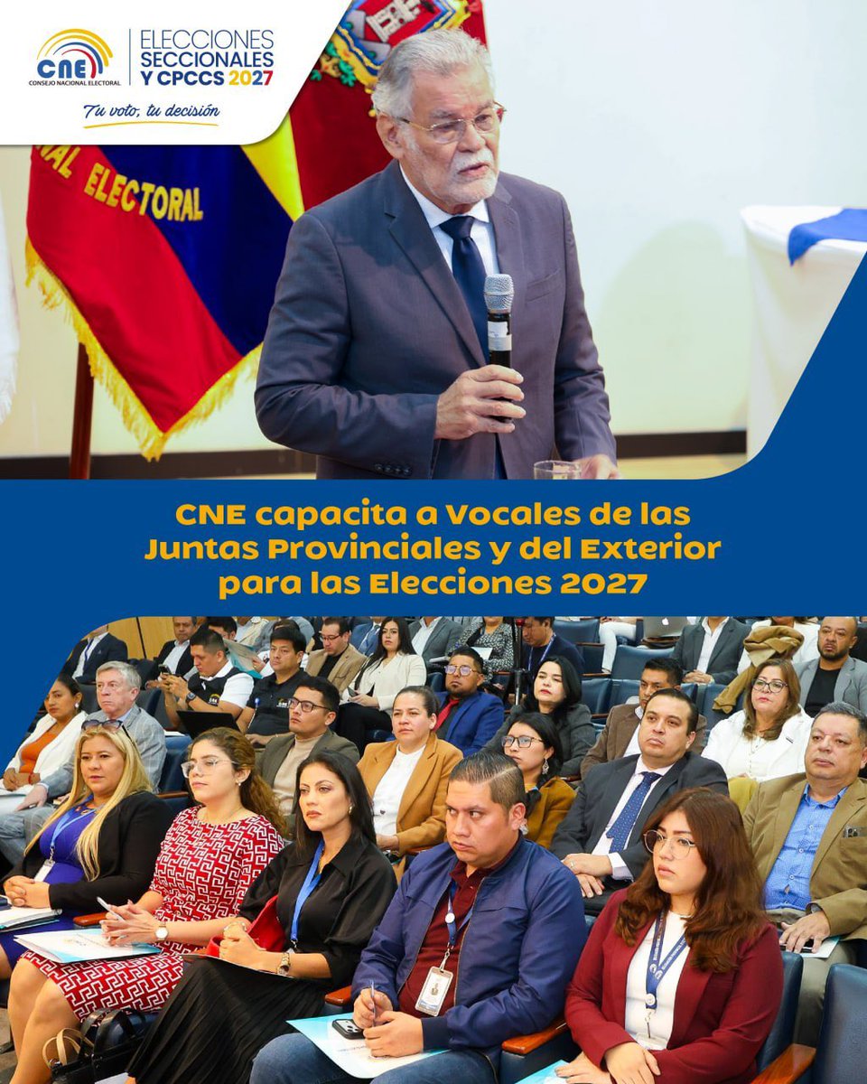 cnesucumbios's tweet photo. [BOLETÍN]

🗞️ | #CNE capacita a vocales de las Juntas Provinciales y del Exterior para las #Elecciones2027Ec🇪🇨. 

Los detalles en el siguiente enlace:⤵️
https://t.co/k7GnKZrARw https://t.co/wngVNtOpUk