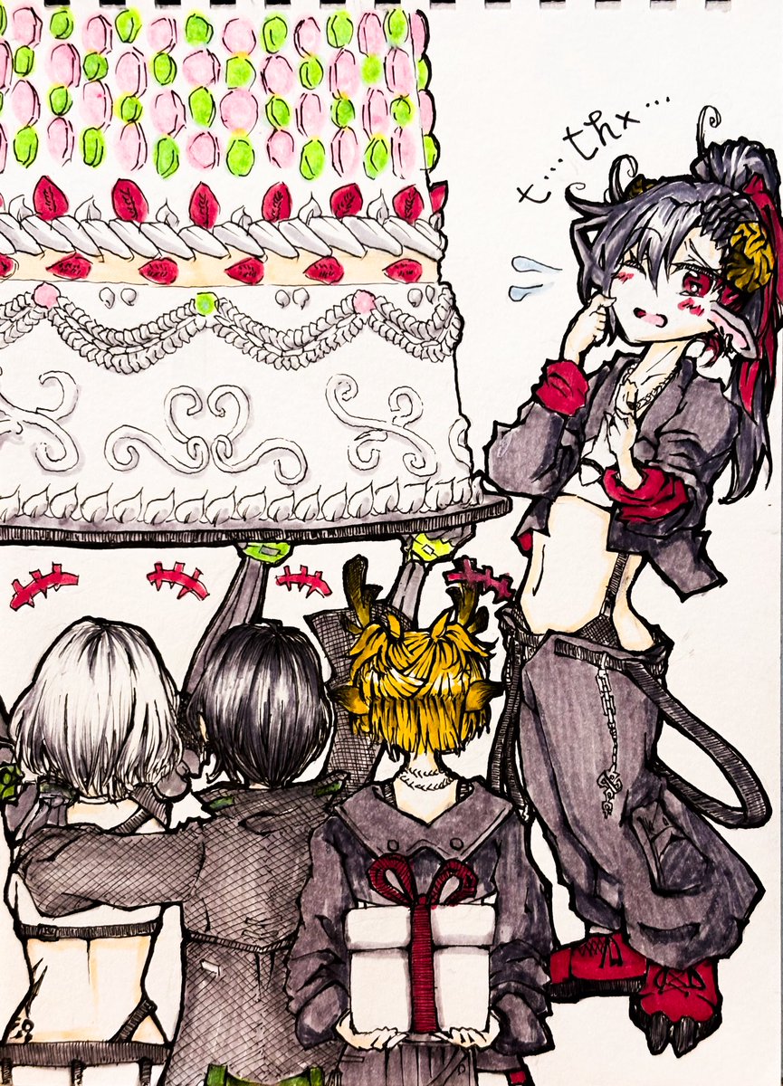 M0N0_kmnhz's tweet photo. #hthart #MOCOBD2026
カグラ姉さんの言うてたデッカいケーキ描いてたら遅れました！！
モコさん誕生日おめでとおおおおー！！！ https://t.co/KBlsuZOz8u