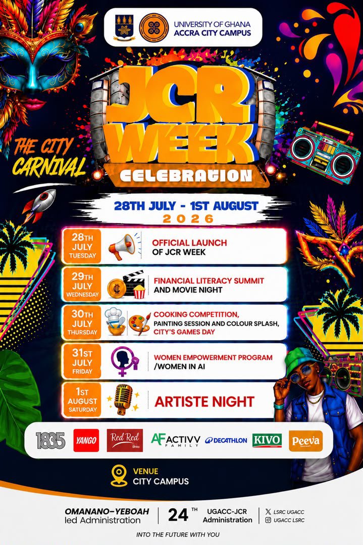 LSRC_UGACC's tweet photo. IT'S OFFICIALLY HERE!🎉
The wait is almost over! Join us as we officially launch the UGACC JCR Week Celebration 2026 in grand style at the JCR conference room.   

Date: Tuesday, 28th July 2026
Venue: JCR Conference Room
 
 #JCRWeekCelebration2026 https://t.co/vd1BMlq5eR