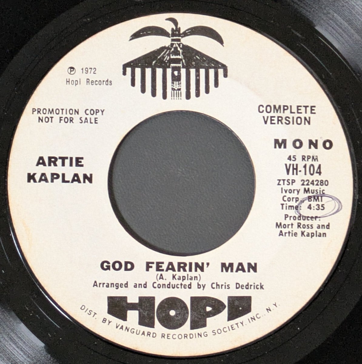 TheClassof72's tweet photo. CURRENTLY SPINNING:  Artie Kaplan "God Fearin' Man" on Hopi Records. https://t.co/vdOkjWY58s