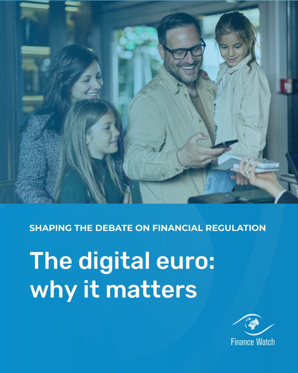 forfinancewatch's tweet photo. The European Parliament has adopted its position on the digital euro.  

💼 Finance Watch has advocated for free basic use, wide acceptance, easy access and stronger privacy protections.   

These issues are now part of the debate ahead of trilogue negotiations.  

🧵1/2 https://t.co/t6AOA7RLM1