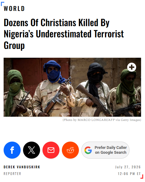 Sean_ADFIntl's tweet photo. "Despite being responsible for approximately 44% of civilian killings in Nigeria, the FEM (Fulani Ethnic Militia) is often overshadowed by the flashier, yet less deadly, combined groups of the Islamic State West Africa Province and Boko Haram."

@DerekVBK @DailyCaller https://t.co/c0va7fGjQI