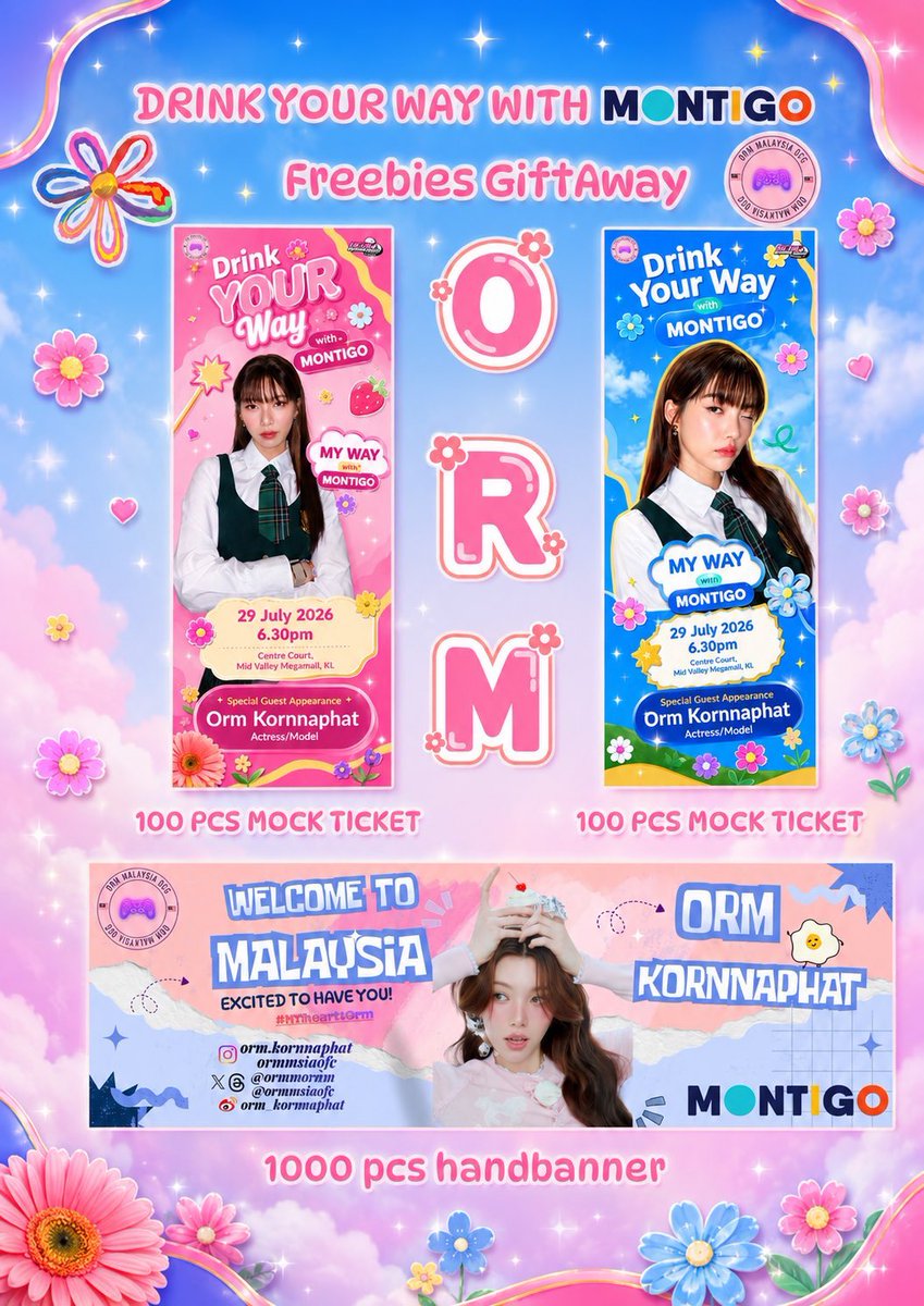 ormmsiaofc's tweet photo. 🎁 [FREEBIES ANNOUNCEMENT] 🍳

Dear Omelettes, 🤍🍳

To celebrate Orm’s special guest appearance at MONTIGO “Drink Your Way”, @ormmsiaofc and @ormsmamihome have prepared exclusive fan freebies for everyone attending the event!

Drop by and collect yours at Centre Court, Mid Valley KL. 

Let’s celebrate this special day together and give Orm the warmest welcome. ✨

📅 29/7/26
🕰️ TBA
📍 Centre Court, Mid Valley KL

#OrmKornnaphat #ออมกรณ์นภัส