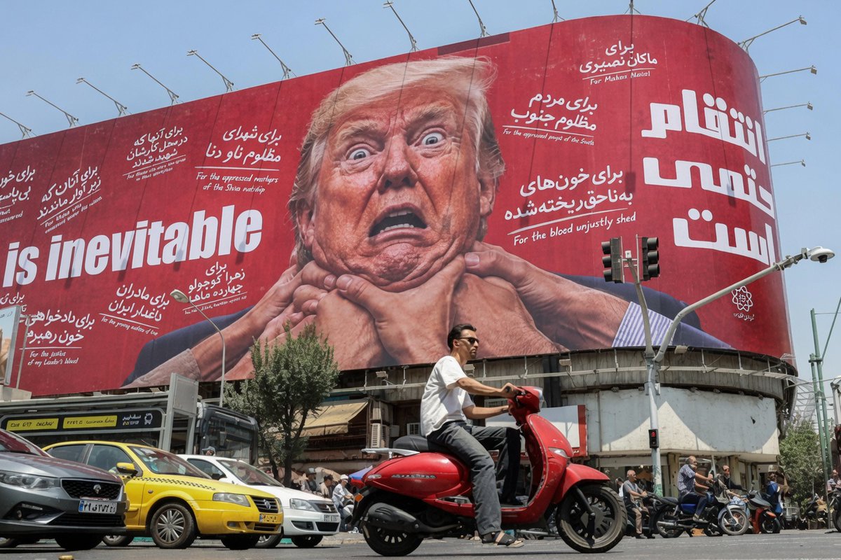 paidprotestr's tweet photo. THE BILLBOARDS OF TEHRAN
The Revenge Is Inevitable sign has Persian and English additions that say "For the children of Minab," "For the destroyed homes," "For the justice of my Leader's blood," and more. The Iranian theocracy definitely does not like Donald Trump.
#Tehran #Iran #Trump #billboards