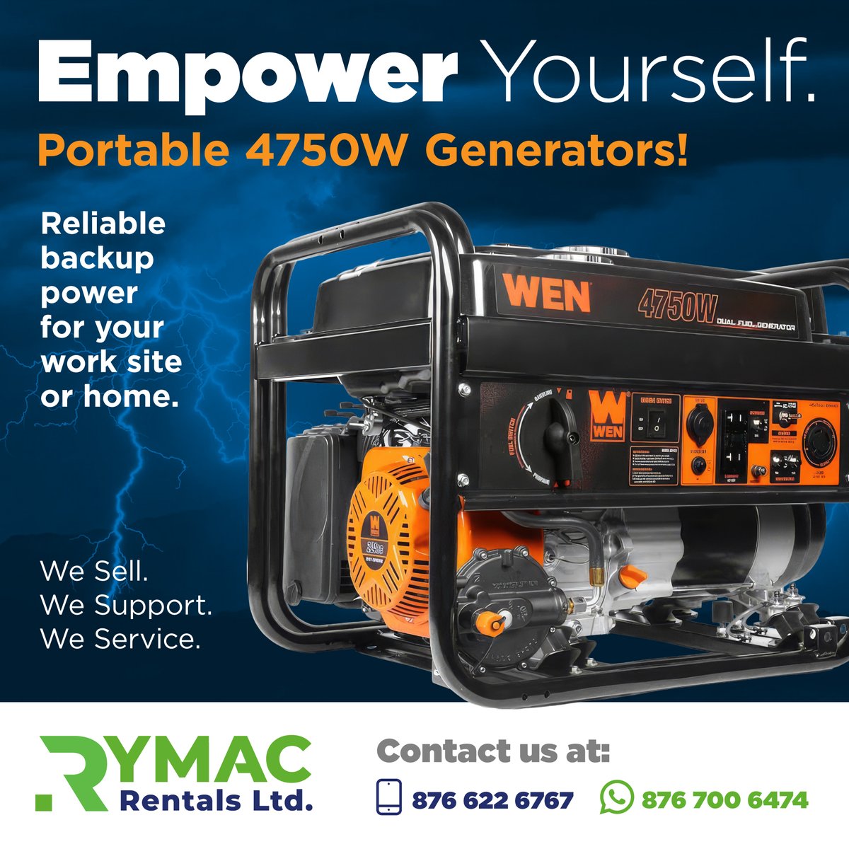 RymacRentals's tweet photo. With hurricane season upon us again, backup power solutions are more important than ever, whether for your construction site or your home. Check out our portable generators - Rymac supports and services what we sell! https://t.co/1AfODHIpKf