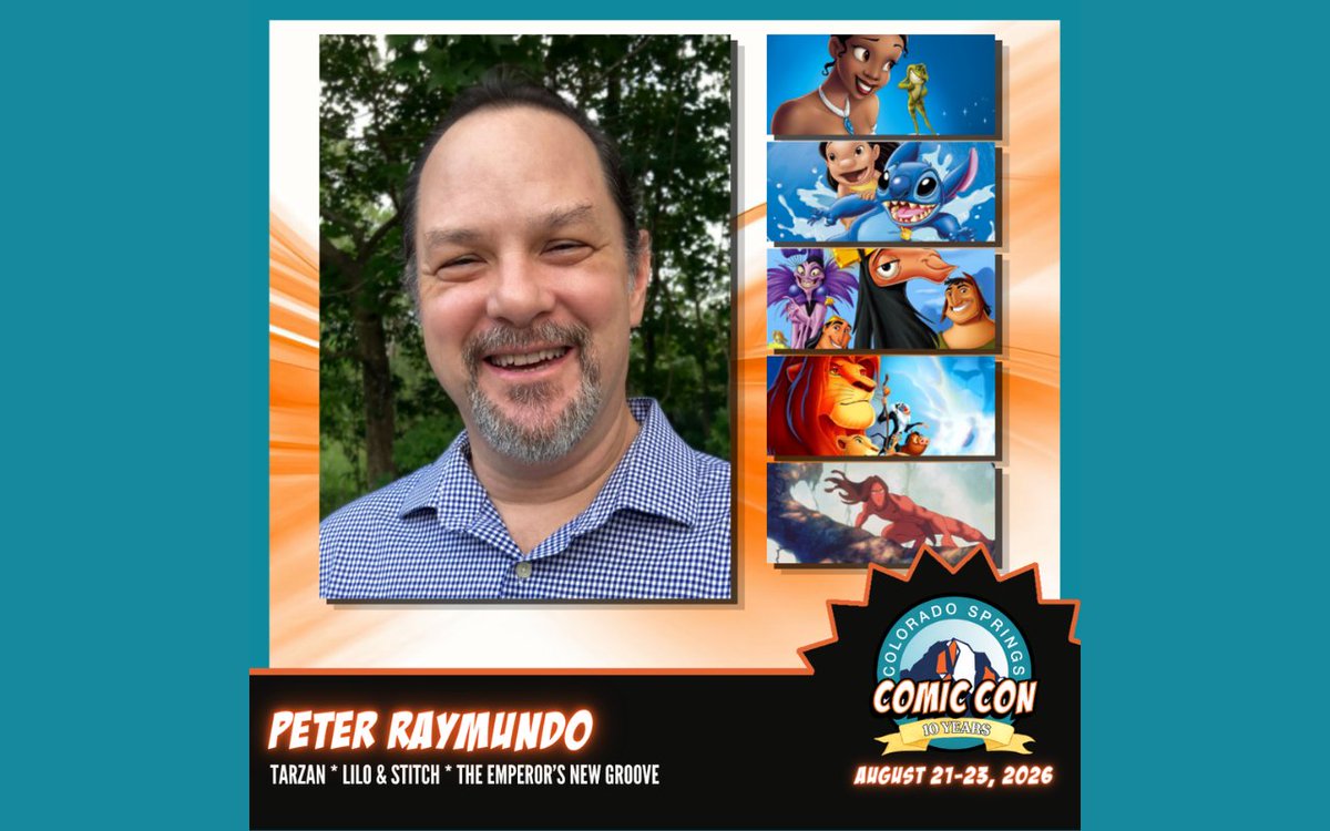 cscomiccon's tweet photo. Please welcome Peter Raymundo to #CSCC2026 at the @bworldarena! Peter is a Disney animator, author, and illustrator whose credits include Mulan, Tarzan, The Emperor's New Groove, Lilo & Stitch, Brother Bear, and The Princess and the Frog. Don't miss your chance to meet him! Buy tickets now at https://t.co/ykT0o8wHDm!

#CSCC2026 #Disney #Animation