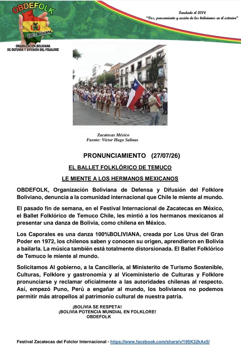 obdefolk149's tweet photo. #Bolivia #caporales #plagio a la cultura boliviana por #Chile https://t.co/2iGun880eH