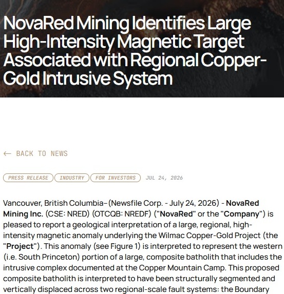 Samayprasadpat1's tweet photo. BUY THE DIP BEFORE THE NEXT EXPLORATION CATALYST?

$NRED identified a large magnetic target and 3 porphyry blocks at Wilmac. Four geophysical surveys are planned before initial drilling.

#MOMSON #HungarianGP $NRED https://t.co/t7Cm1x6dxG
