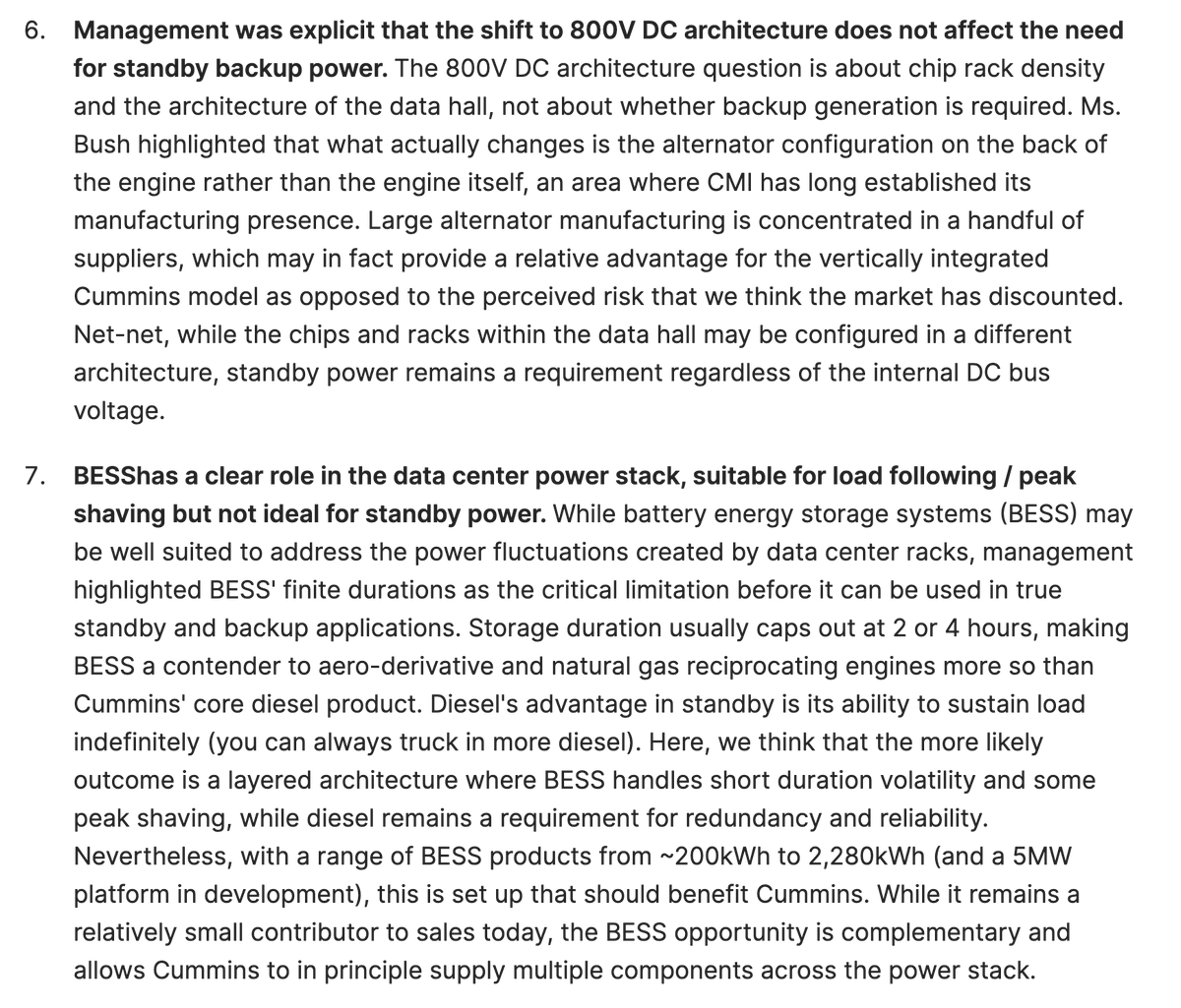 BenBajarin's tweet photo. Interesting nugget from an MS note in conversations with management at Cummings. 

For context, this is the point in time where i'm obsessed with the power/utility part of the market again.  As our report tomorrow will demonstrate :) https://t.co/SNfJYUNFGN