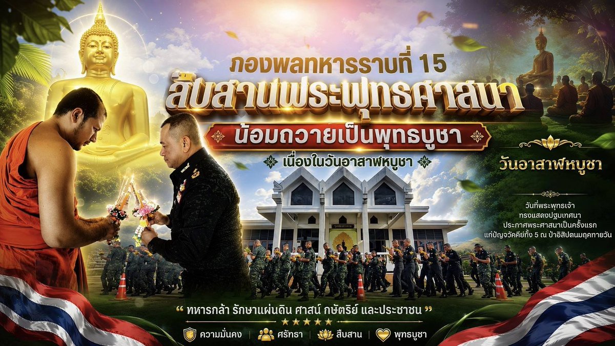 thrpkr1's tweet photo. 🕯️🙏 กองพลทหารราบที่ 15 จัดกิจกรรมเวียนเทียนและถวายเทียนพรรษา สืบสานพระพุทธศาสนา เนื่องในวันอาสาฬหบูชาและวันเข้าพรรษา https://t.co/nn6Evh9lgX