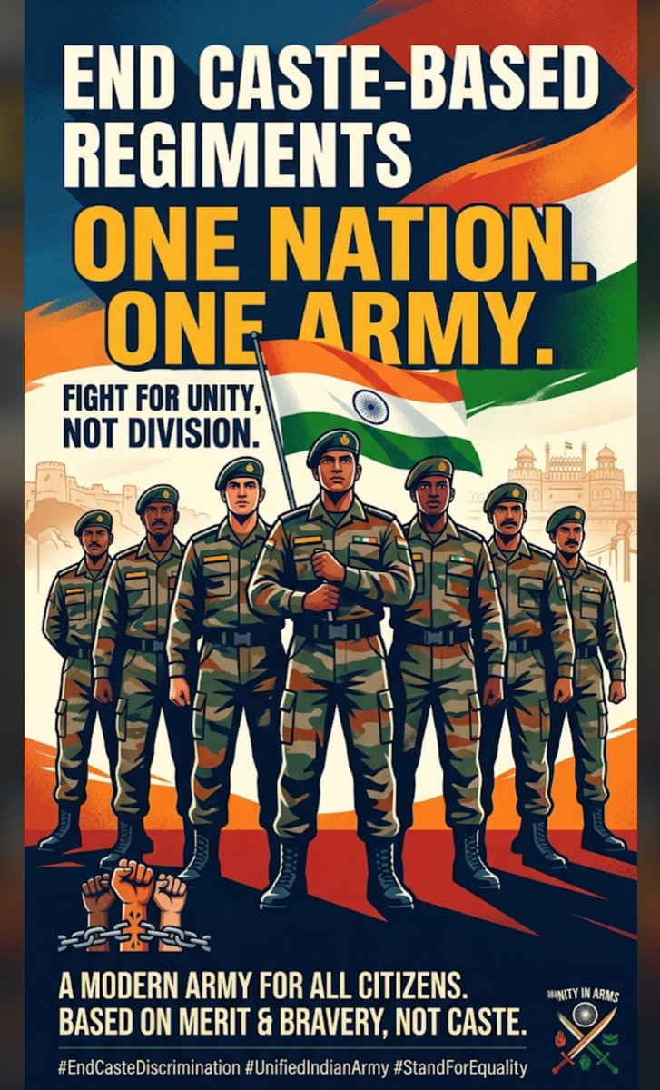 GouravYadav4649's tweet photo. End Caste Based Regiments
#indianarmy #Endcastebasedregiments #endcastebasedreservation #standforequality https://t.co/769xwcRfH5