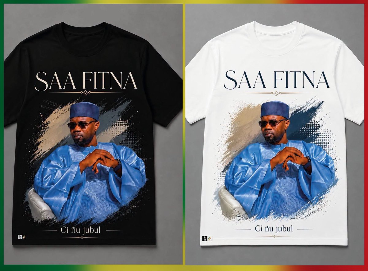 LayeSeckSeckFCB's tweet photo. ‼️ Ce qui est extraordinaire avec les patriotes , c’est que tu leur lances une pique , et ils la tournent complètement à leur avantage. C’est du jamais vu.m 😍

🔹 Le Tee-shirt « SAA  FITNA Ci ñu Jubul » est désormais disponible en qualité Premium

Site 🔗: https://t.co/vAQTR6pEeg

🇸🇳❤️🔥