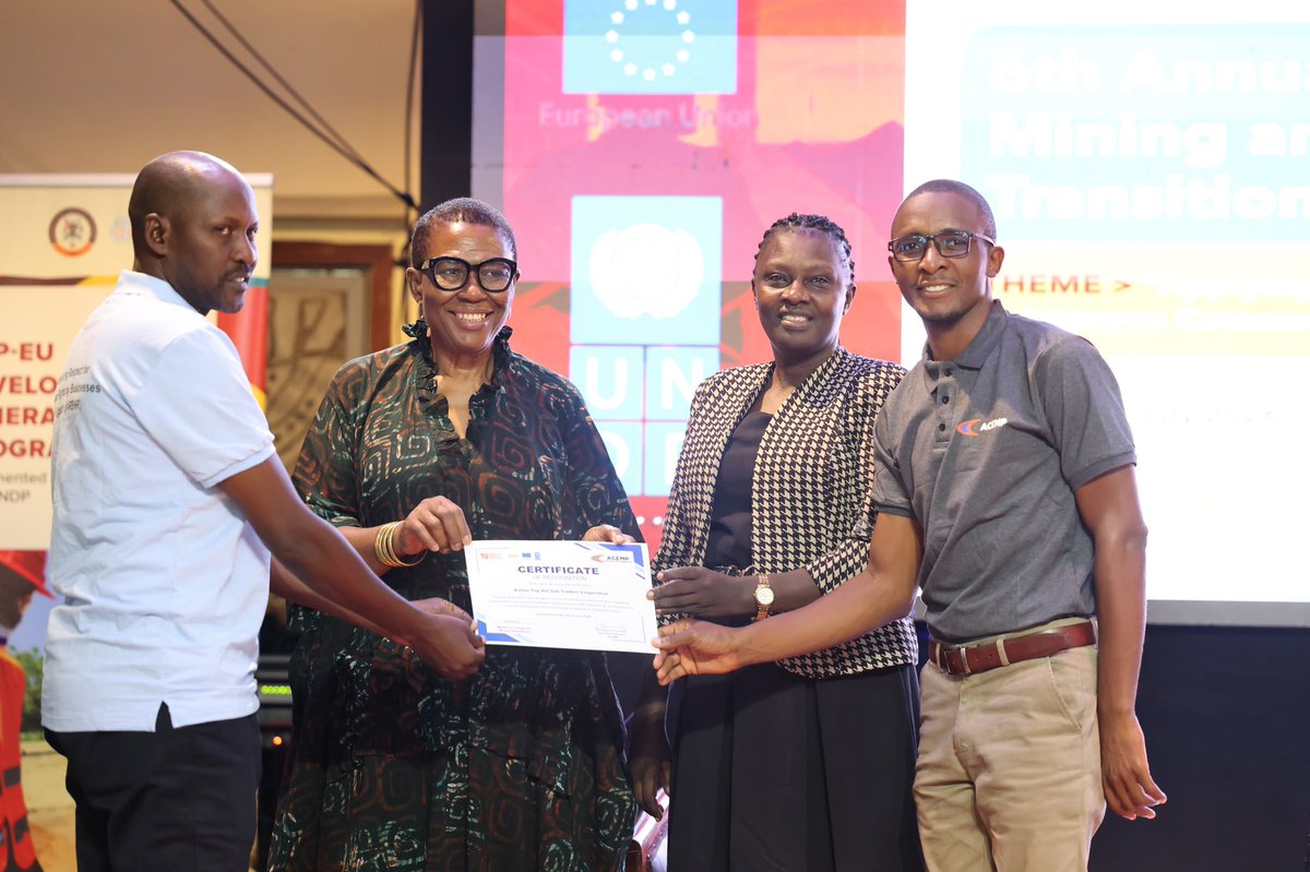 NwanneObahor's tweet photo. It was an honour to represent @UNDP at the 6th Annual Great Lakes Mining and Energy Transition Mkutano and present awards to Uganda's best-performing Artisanal and Small-scale Mining (ASM) cooperatives, recognising their dedication to responsible and sustainable mining. ⛏️🏆

These cooperatives are showing that when mining is guided by strong governance, respect for human rights and environmental responsibility, it can create safer workplaces, stronger communities and more inclusive economic opportunities for all.

As the global demand for critical minerals continues to grow, investing in people and supporting the formalisation of artisanal and small-scale mining will be essential to ensuring that the benefits of the energy transition are shared equitably and sustainably.

UNDP remains committed to partner with @GovUganda and other stakeholders to advance responsible mineral governance and empower communities to transform Uganda's natural resource wealth into lasting development outcomes.