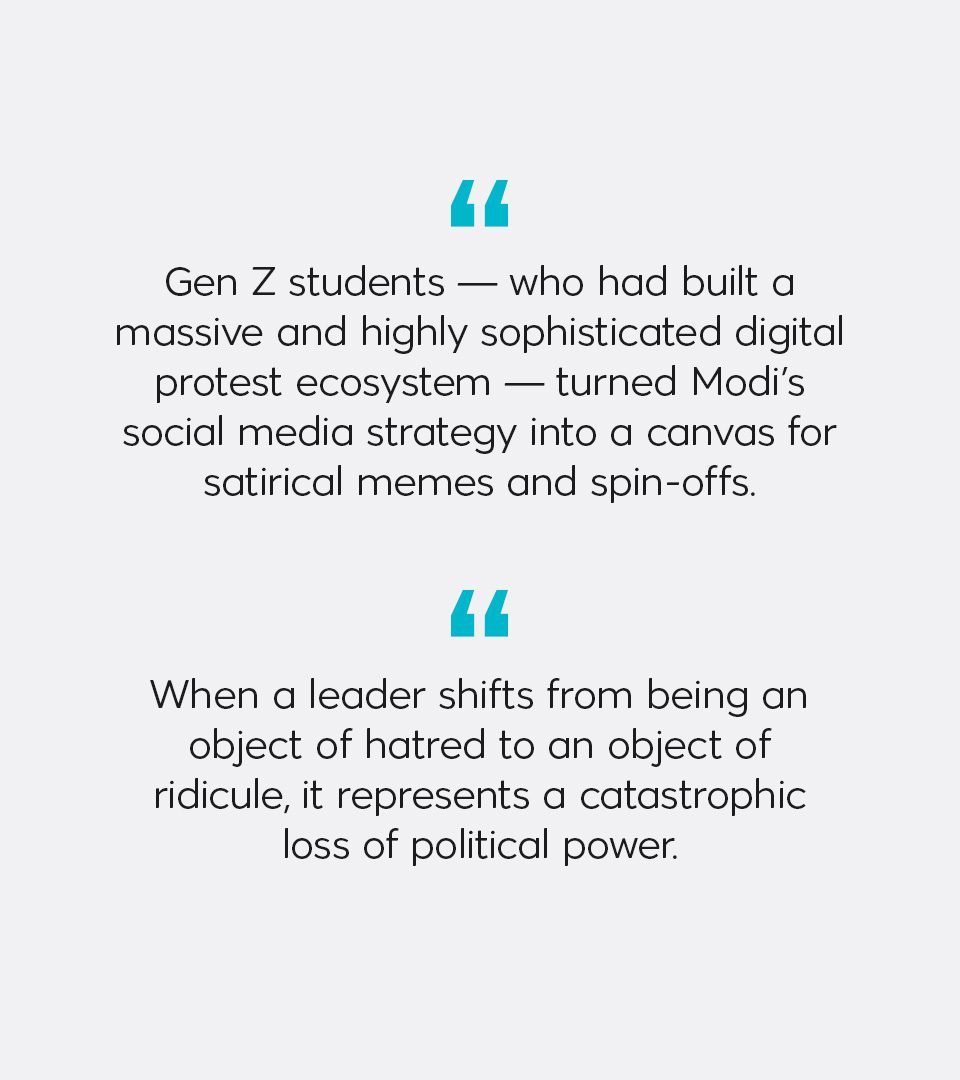 trtworld's tweet photo. For more than a decade, Modi has wielded absolute control over the country, managing the political narrative through a pliant media and clever manipulation of social media. But an unexpected and powerful movement led by students has broken the spell.

Opinion | Smita Gupta
https://t.co/nmkz3zFvjn