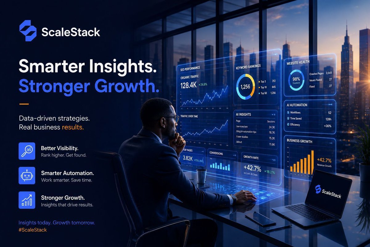 ScaleStack0's tweet photo. STOP GUESSING. START GROWING

Real business growth starts with data, smart SEO, and intelligent automation.

Watch this space—valuable insights are coming. 

#ScaleStack 
#DigitalGrowth  
#BusinessGrowth 
#ArtificialIntelligence 
#PISLabs 
#BrandDevelopment https://t.co/LgcyRbY5lw