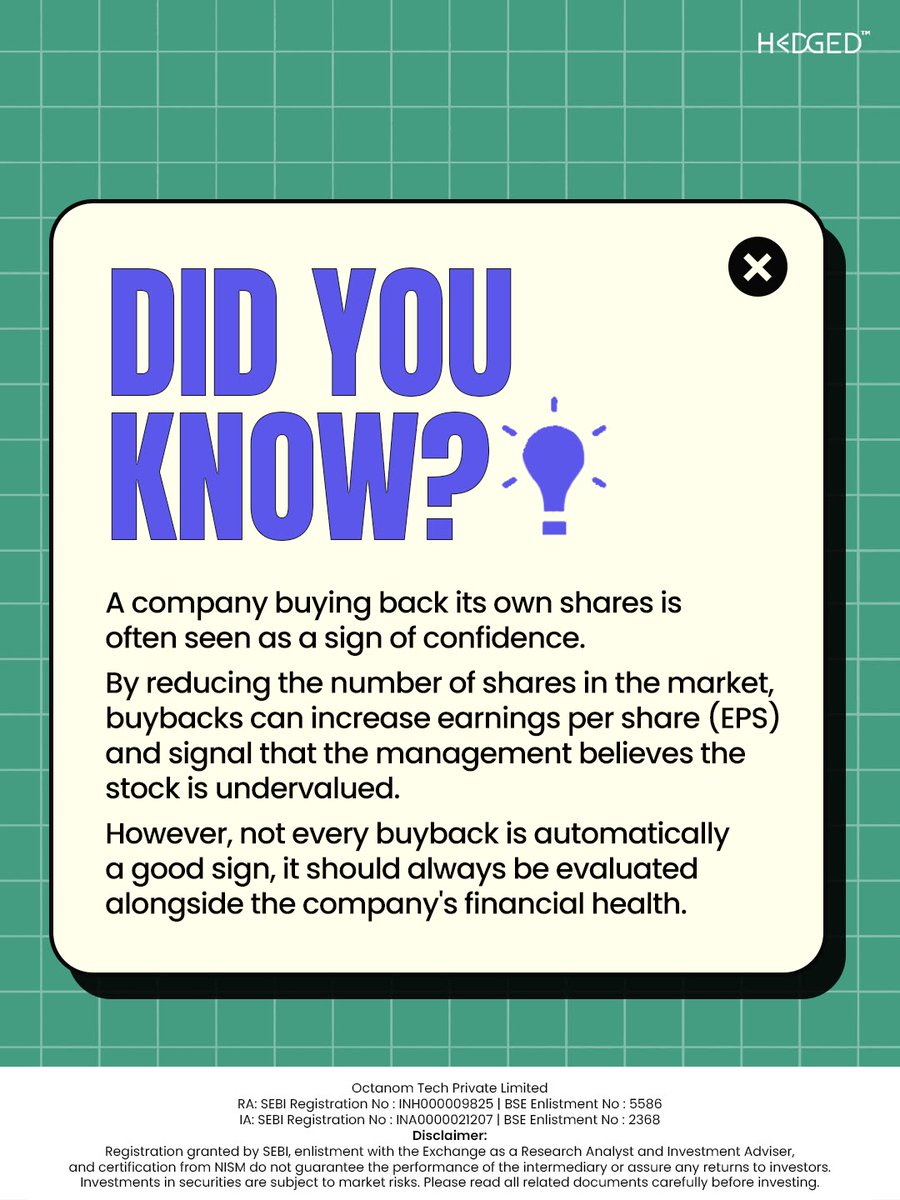 IAm_Hedged's tweet photo. A buyback tells you what management thinks about its
own stock. But always look at the bigger picture.

Download the app now!
https://t.co/ecpli1qWqP
Disclaimer - investment in the securities market is subject to market risk; read all related documents carefully before investing. https://t.co/whHFgxNV7f
