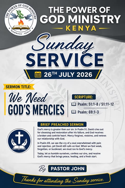 TPGMKenya's tweet photo. Lunch Hour Service!  on 10th July 2026
Sermon Title: God Will Help You.    .
By Pastor John https://t.co/OJbCaKzwWE