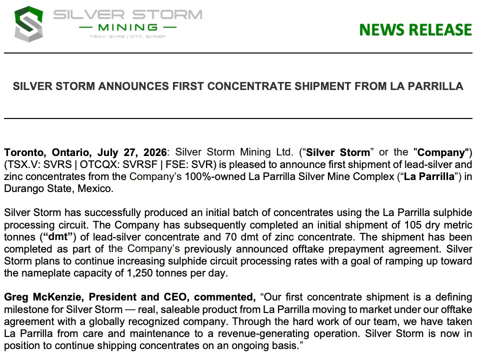 peterepstein2's tweet photo. First concentrate shipment from the restarted La Parrilla mining complex! Great news, congratulations to the team, led by CEO Greg McKenzie. The de-risking continues. @TSXSVRS #silver #gold #zinc #lead #Mexico $SVRS.v $SVRSF