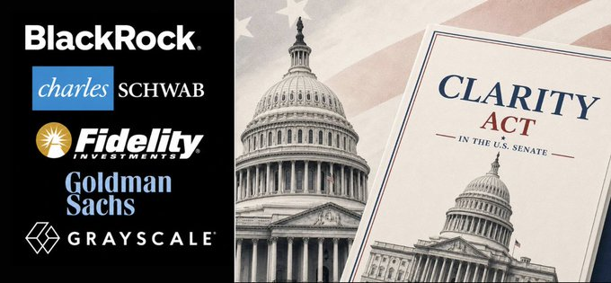 RippleNo1's tweet photo. 🇺🇸BlackRock. Charles Schwab. Fidelity. Goldman Sachs. Grayscale.

The world’s biggest financial institutions are positioning themselves for the CLARITY Act and publicly supporting its passage.

They are preparing to capitalize on it. Are you? https://t.co/rGcOtATYNk