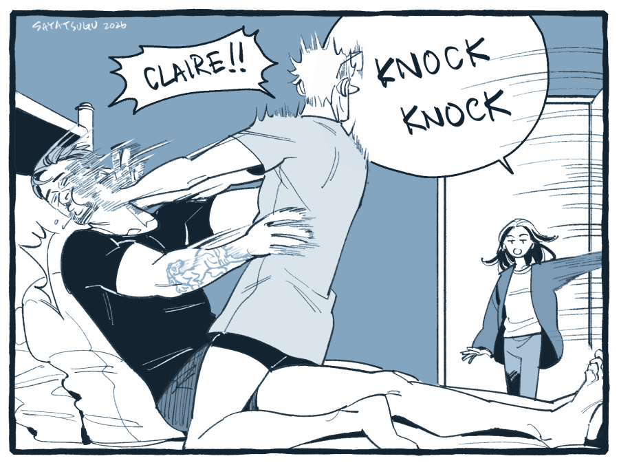 rssssoth's tweet photo. #sixgrace 4 panel comic "Knock knock" https://t.co/0pTSeogeRx