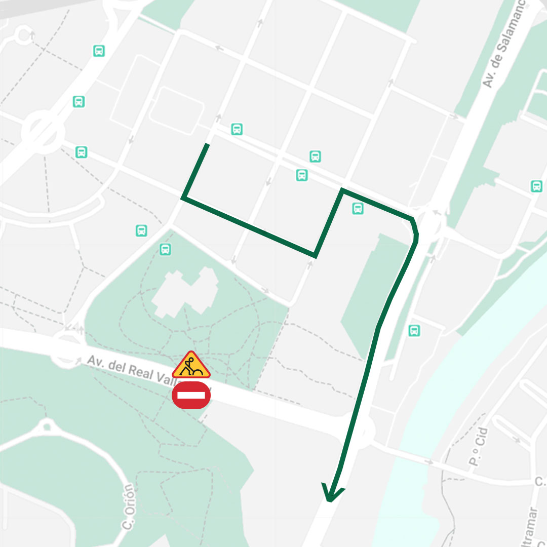 AuvasaVLL's tweet photo. ⛔ Se mantiene el corte en la #AvenidaRealValladolid por obras

🚌 Línea afectada: 10

🚏 Sin paradas afectadas

🚧 Desvío: Desde Monasterio de Monserrat continuará por Monasterio de Yuste, Monasterio de La Vid, Monasterio de Silos a Avda. Salamanca y recorrido habitual. https://t.co/16MZbssnr0