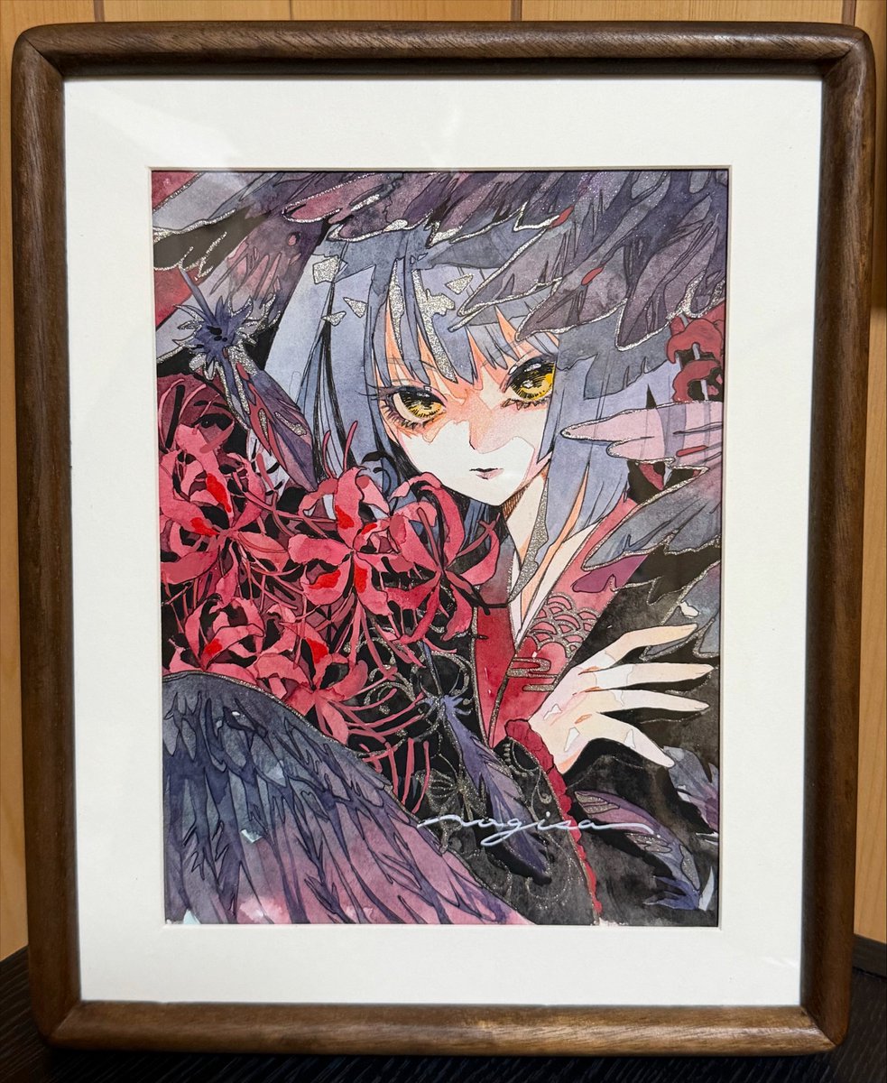 Bikuto_boc's tweet photo. 一目惚れの作品、無事にお迎えする事ができました✨️ムメさん(Nagisaさん)と言えば青や紫の淡い色使いが特徴的なイメージですが、この作品では紫の中に存在する赤がメイン＆和の雰囲気がとても印象的で素敵なのです😌角度によって光る銀色も本当に綺麗でずっと眺めていられます…
@weisserschlamm https://t.co/TmwBA6rf8J