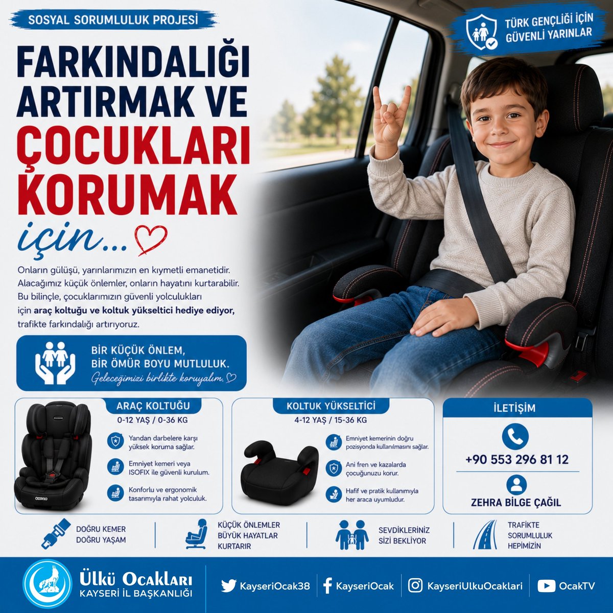 halityagmur's tweet photo. Farkındalığı Artırmak ve Çocukları Korumak İçin Birlikte Hareket Ediyoruz.

Çocuklarımızın güvenliği, geleceğimizin en değerli emanetidir.

Ülkü Ocakları Kayseri İl Başkanlığı olarak yürüttüğümüz sosyal sorumluluk projemiz kapsamında, trafik bilincini artırmak ve çocuklarımızın güvenli yolculuk yapmalarına katkı sağlamak amacıyla araç koltuğu ve koltuk yükseltici desteği sunuyoruz.

Unutmayalım; alınacak küçük bir önlem, bir ömür boyu sürecek mutluluğun teminatı olabilir.

Çünkü güvenli bir gelecek, bugün gösterdiğimiz hassasiyetle başlar.

📞 Detaylı bilgi ve başvuru için:
0553 296 81 12