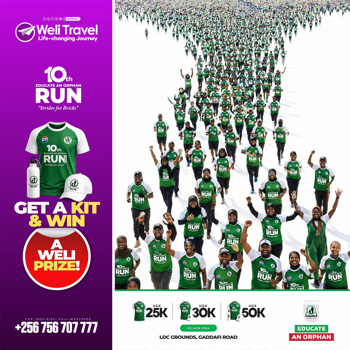 WeliCommunity's tweet photo. NO KIT YET? 👀 
What are you waiting for?

The countdown to the 10th @educateanorpha1 Run is on! 🎽🔥

Get your kit, secure your spot in the movement and stand a chance to WIN a Weli Prize!

📅 2 August 2026
📍 LDC Grounds, Gaddafi Road
📲 +256 756 707777

T&amp;Cs apply. https://t.co/WvfNXDvYWb