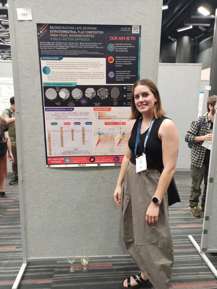 AMGC_FLUX_Team's tweet photo. Similarly, project lead Steven Goderis and the postdoctoral researchers did an excellent job presenting their research at Goldschmidt 2026, covering topics from #micrometeorite characterization and preservation, as well as #microtektites! ☄️ https://t.co/gBj4niRuql