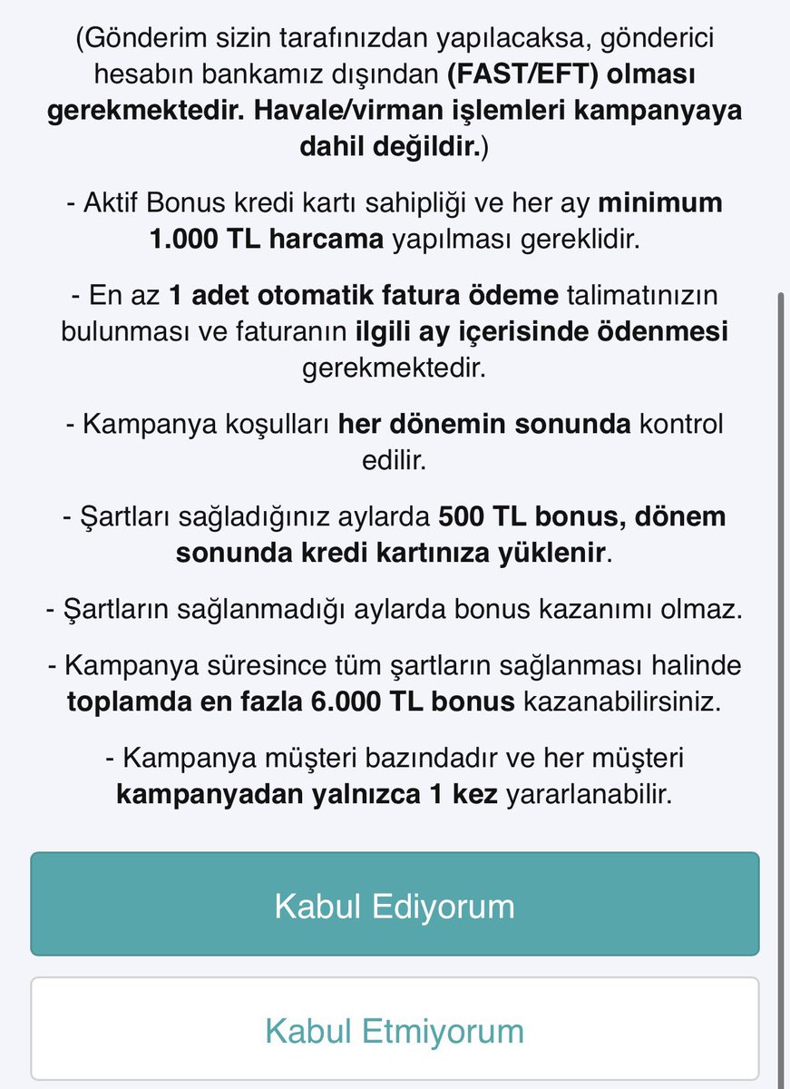 Finansdiary's tweet photo. Eski Maaş Müşterilerimize Özel 6.000 TL Bonus Fırsatı 👇

12 ay boyunca her ay:
5.000 TL hesabınıza para transferi
1.000 TL kredi kartı harcaması
1 otomatik fatura ödeme

Şartlarını sağlayarak ayda 500 TL, Toplamda 6.000 TL'ye varan bonus kazanabilirsiniz.

Not: Daha önce aynı kampanya farklı kartımıza Aylık 750₺ Bonus vermişti.

Sizce nasıl kampanya katılalım mı ?
Yoksa daha yüksek rakamlar için mi bekleyelim ?