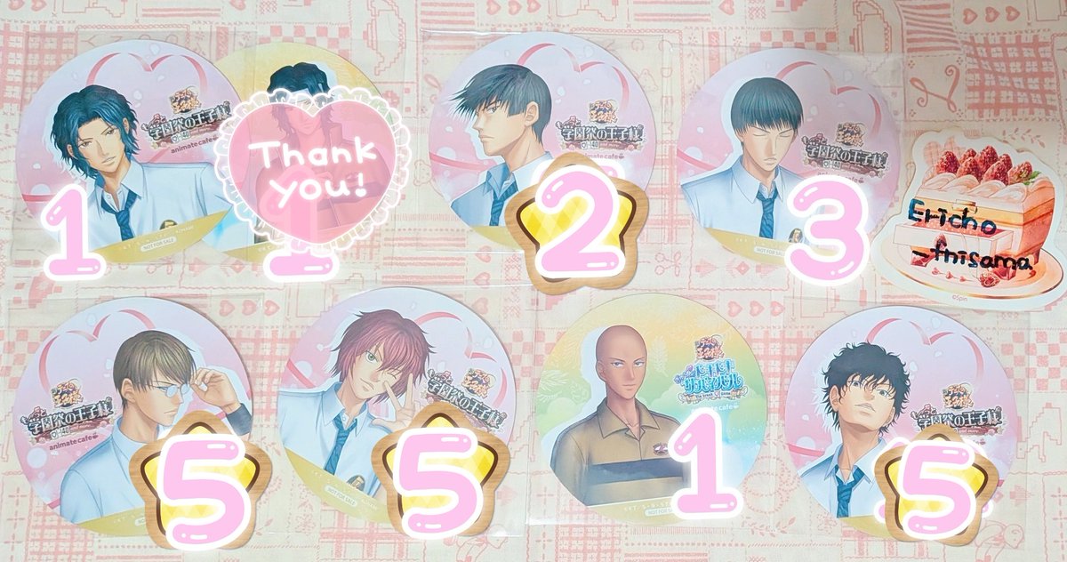 Ericho_fnisama's tweet photo. 交換 テニプリ アニカフェ グラッテ コースター 学プリ　ドキサバ

譲→幸村①、真田②、柳③、柳生⑤、丸井⑤、桑原①、切原⑤

求→仁王(学プリ)

🐤明日２８日(火)18:00以降池袋手渡し

お気軽にお声掛けください(*^^*) https://t.co/zP2Z9vdxb4