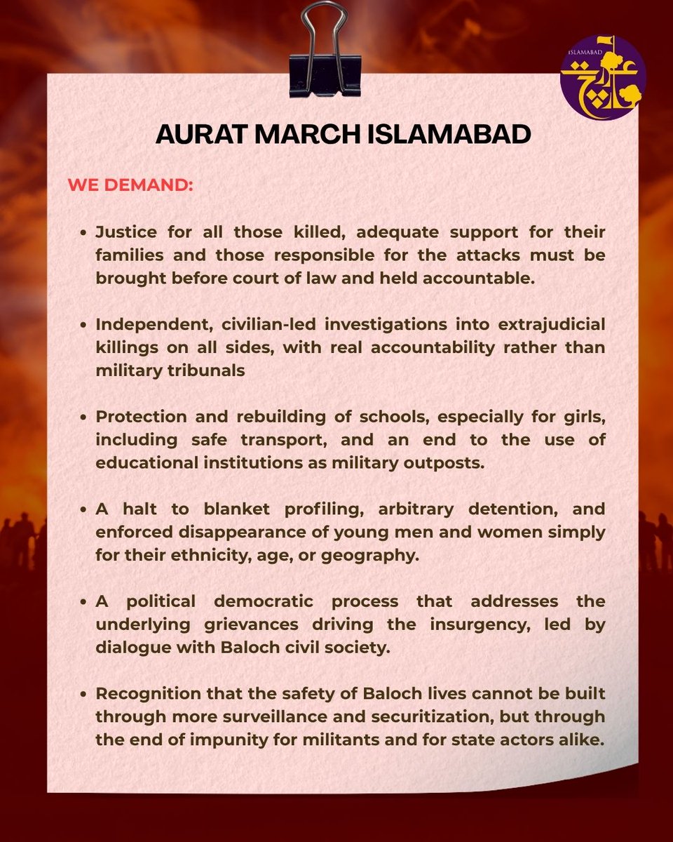 Aurat_marchisb's tweet photo. Balochistan bleeds in a cycle we have watched for far too long ; violence in Balochistan keeps writing itself into our timelines.

We can not keep calling  this news when it is really a wound reopening again and again!!!

END THE CYCLE OF VIOLENCE IN BALOCHISTAN. 

#auratmarchisb https://t.co/GEsgtxQ9Sl