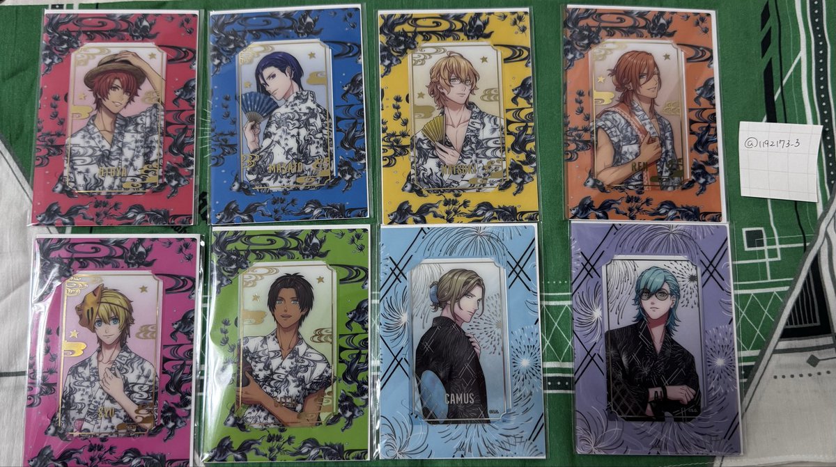 1192173_3's tweet photo. 【交換】うたプリ グラショ ￼ビジュカ マステ 特典カード
譲→ビジュカ　音也真斗那月レン翔セシル藍カミュ      
       マステ　真斗2蘭丸
　　特典カード　真斗那月藍カミュ2
求→嶺二

郵送希望になります。検索からでもお気軽にお声掛けください。よろしくお願いいたします。 https://t.co/3idQhIbT7M
