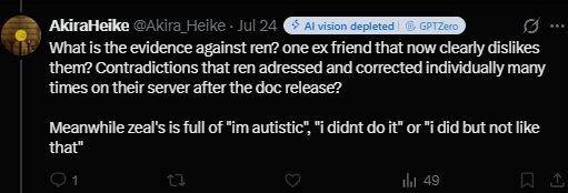OmegaInfernity's tweet photo. @Akira_Heike @Watching_1234e @PurgatoryAltar and i didn't even say "IM IGNORING THEM"
i literally said that i am not a zeal fan, and i think what zeals community is doing is fucked up, and THEY LITERALLY asked "what is the evidence against ren?"
then i showed them messages FROM her that show consent. https://t.co/3IaX7E1hdu