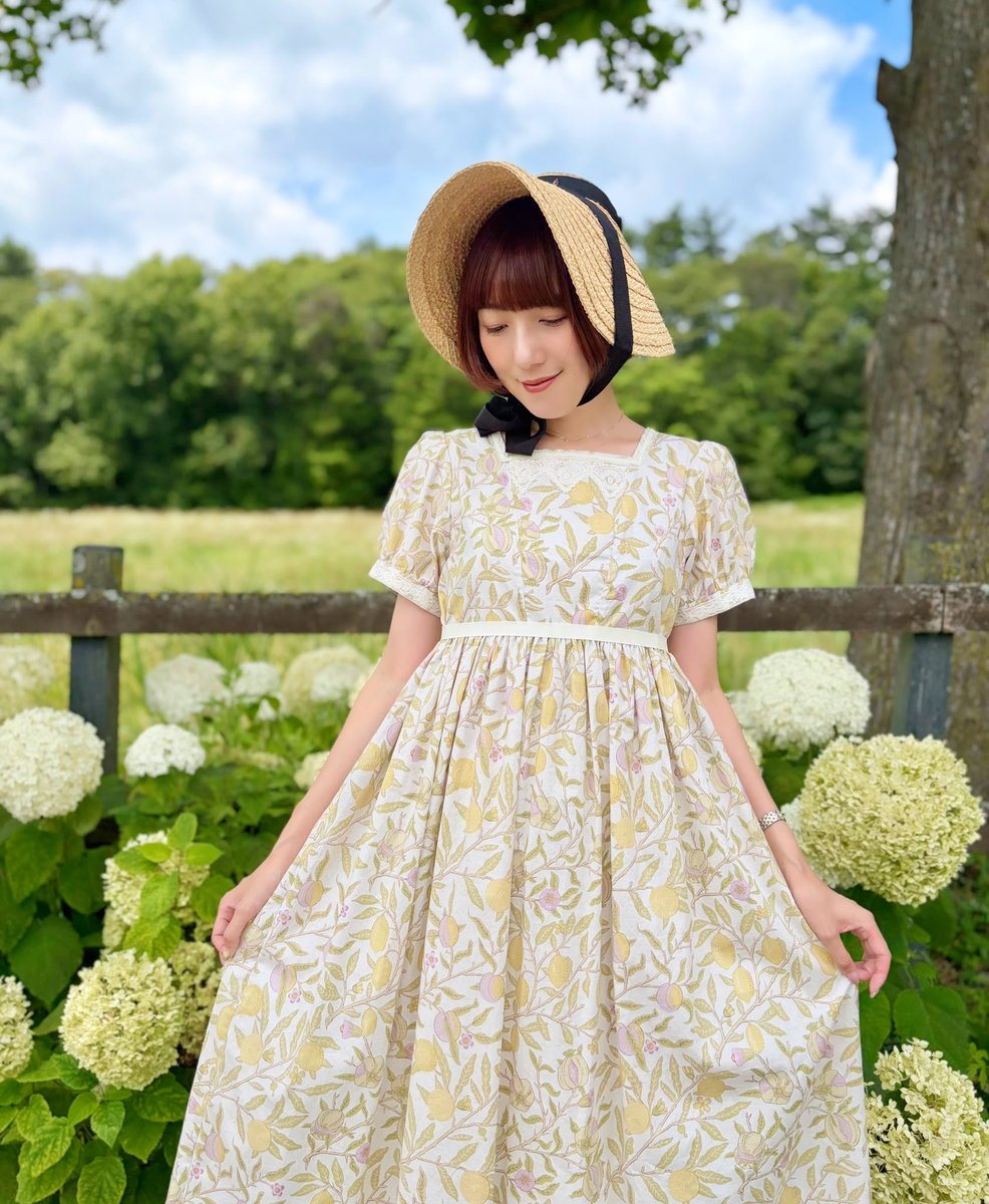 🍋新作🍋 フルーツ柄のサマードレス ウィリアムモリスのフルーツ柄を