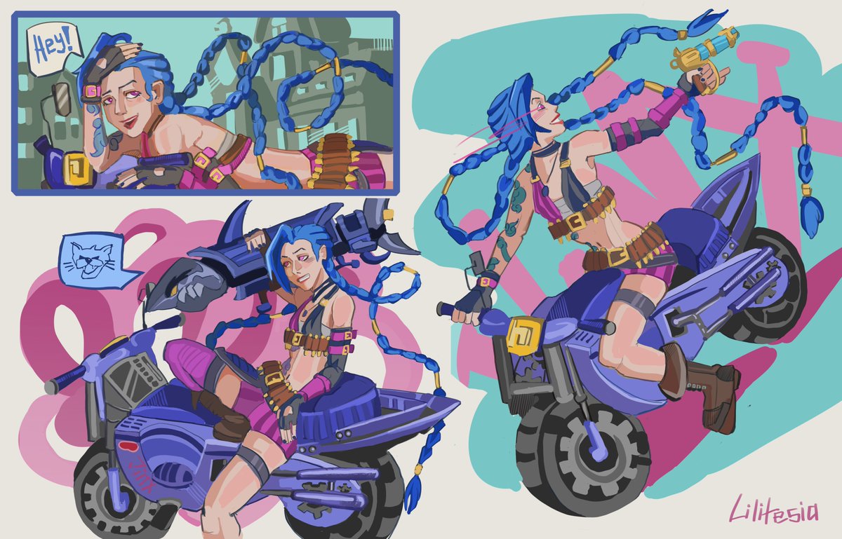 Lilitesia's tweet photo. I am back from a mini vacation I got sunburned but that's totally okay(I hope)

#jinx #jinxlol #fanart https://t.co/auCST34qwd